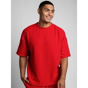 Comfrt Cherry Red Oversized Waffle Lounge Tee Sz M Indie Minimalist Loungewear